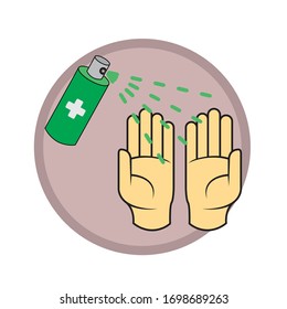 Spray Hands vector isolated, illustration prevention virus.