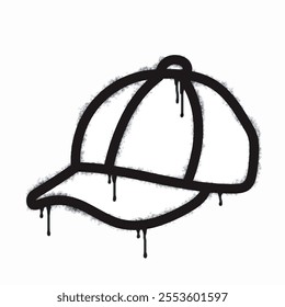 Spray hat icon isolated on white background. Oversprayed hat graffiti icon in black on white. Vector illustration.