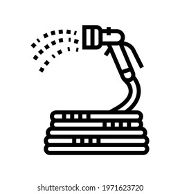 spray hose gardening line icon vector. spray hose gardening sign. isolated contour symbol black illustration