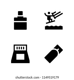 spray icon. 4 spray vectors with ink, hair salon, water ski and spray bottle icons for web and mobile app