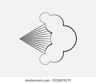 Spray icon of aerosol or airbrush for water gas nozzle steam, perfume deodorant, graffiti paint. Sign shower drops, disinfection, cleaning.