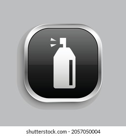 diseño de iconos de spray. Estilo botón brillante rectángulo redondeado aislado en fondo gris. Ilustración del vector