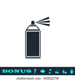 Spray icon flat. Black pictogram on white background. Vector illustration symbol and bonus button