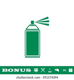 Spray icon flat. Green pictogram on white background. Vector illustration symbol and bonus button