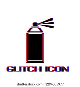 Spray icon flat. Simple pictogram - Glitch effect. Vector illustration symbol
