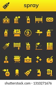 spray icon set. 26 filled spray icons.  Collection Of - Painting, Nasal spray, Insecticide, Hose, Drugs, Paint, Aerosol, Airbrush, paint, Shower, bottle, Artist