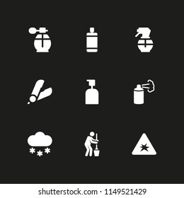 spray icon set. explosive, paint spray and spray bottle vector icon for graphic design and web