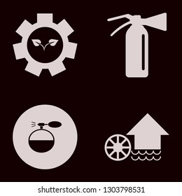 spray icon set with extinguisher, cologne spray and gear sprout vector illustration