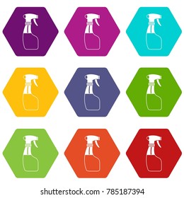 Spray icon set many color hexahedron isolated on white vector illustration