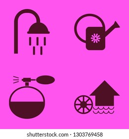 spray icon set with shower, watering can and cologne spray vector illustration
