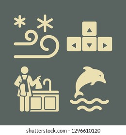 spray icon set with snow wind, dolphin and controls vector illustration