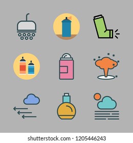 spray icon set. vector set about paint spray, inhaler, pressure and fogg icons set.
