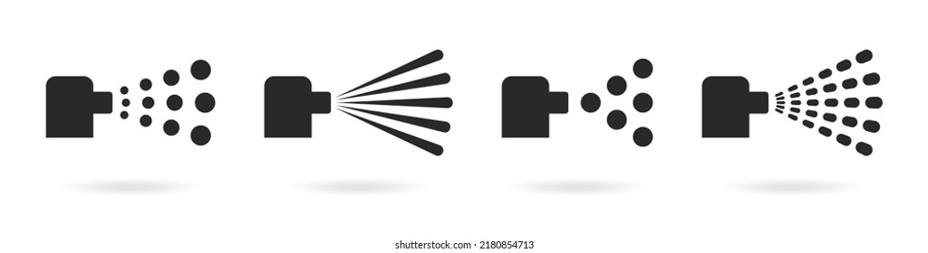 Spray icon set. Spray for water, perfume, paint or deodorant vector illustration.