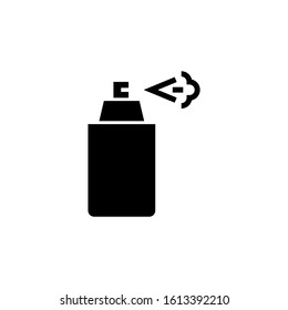 Spray icon template, bottle spray symbol vector sign in black flat shape design isolated on white background