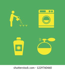 spray icon. spray vector icons set person watering can, sun oil, cologne spray and washer