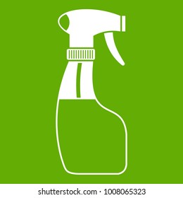 Spray icon white isolated on green background. Vector illustration