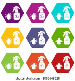 Spray icons 9 set coloful isolated on white for web