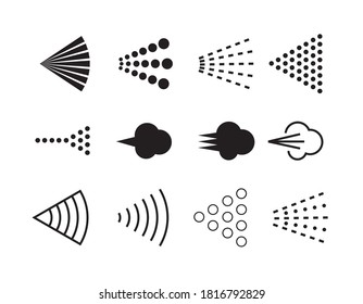 Spray icons big set. Simple black clouds with shadow. Vector illustration. Isolated on white background