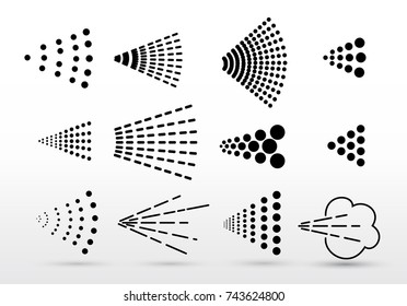 Spray icons big set. Simple black clouds with shadow. Vector illustration. Isolated on white background