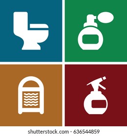 Spray icons set. set of 4 spray filled icons such as perfume, spray bottle, sponge