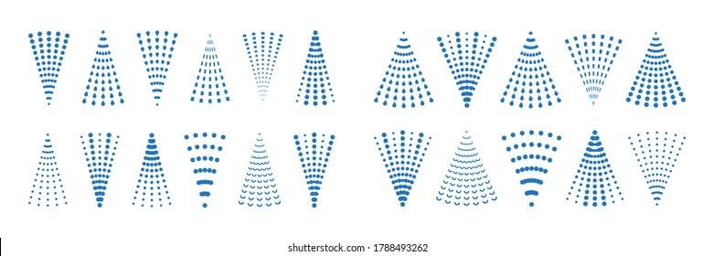 Spray Icons Set. Fluid, Air Spray Symbol. Aerosol Cloud Symbol. Air Or Water Sprayer, Sprinkler, Nebulizer. Dotted Line Sprayer Icon. Vector Illustration.