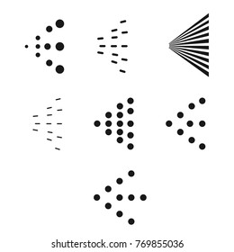 Spray icons set. Simple black fluid spray cloud symbols. Spray set isolated on white background. vector illustration