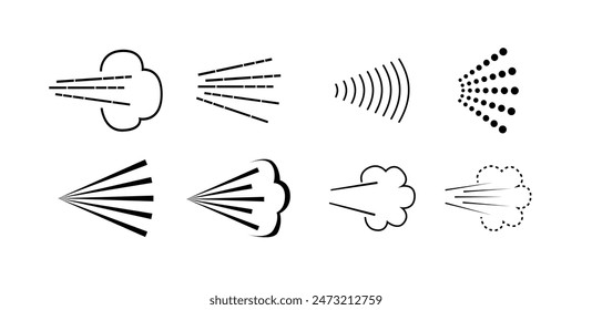 Spray icons set. Spray steam icons. cleaning deodorant sprayed line. Vector