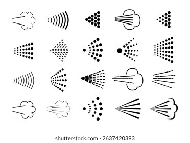 Spray icons set. Spray steam icons. cleaning deodorant sprayed line. Vector