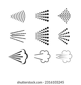 Spray icons set. Spray steam icons. cleanning deodorant sprayed line.Vector