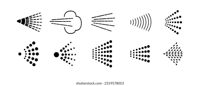 Spray icons set. Spray steam icons. cleanning deodorant sprayed line.Vector