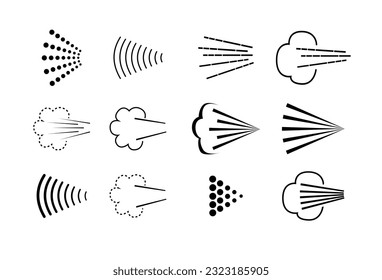Spray icons set. Spray steam icons. cleanning deodorant sprayed line.Vector