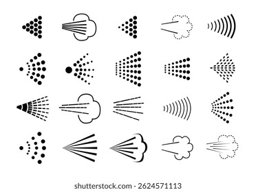 Spray icons set. Spray steam icons. cleanning deodorant sprayed line.Vector