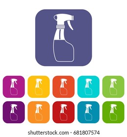 Spray icons set vector illustration in flat style in colors red, blue, green, and other