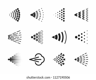 Spray Icons Set For Water, Perfume, Paint Or Deodorant Spray, Vector Illustration