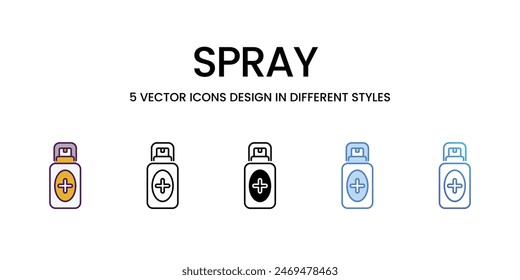 Iconos de pulverización conjunto de Vector ilustración de stock.