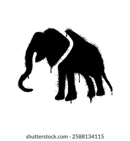 Spray illustration of an elephant with graffiti art isolated on a white background