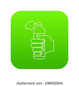 Spray insects icon green vector isolated on white background