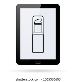 spray line vector icon on a realistic tablet. Flat design style.