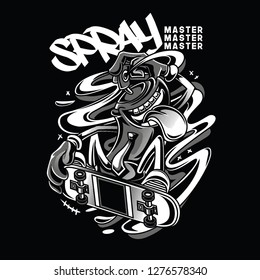 Spray Master Black and White Illustration