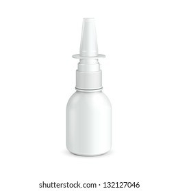 Spray Medical Nasal Antiseptic Drugs Plastic Bottle White. Ready For Your Design. Product Packing Vector EPS10