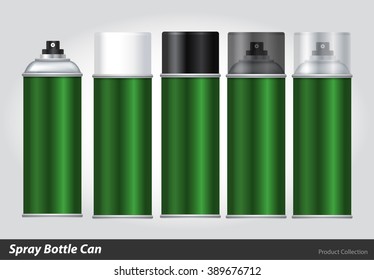 Spray Metal 3D Bottle Can: Paint, Graffiti. Vector  EPS10