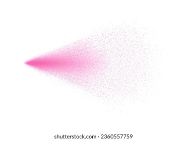 Spray mist effect with haze isolated on transparent background. Realistic rose water scent, air freshener splash. Vector graffiti paint, Holi splatter texture, pink dust stream or powder particles