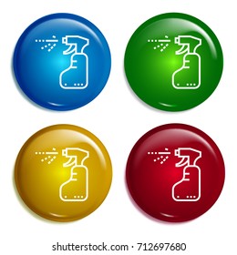 Spray multi color gradient glossy badge icon set. Realistic shiny badge icon or logo mockup