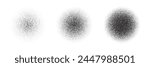 Spray noise gradient. Grainy round brush. Dot dissolve effect. Black stipple pattern.