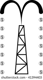 spray of oil from the oil derricks is becoming dollars
