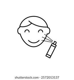 Spray on face icon in liner stroke style