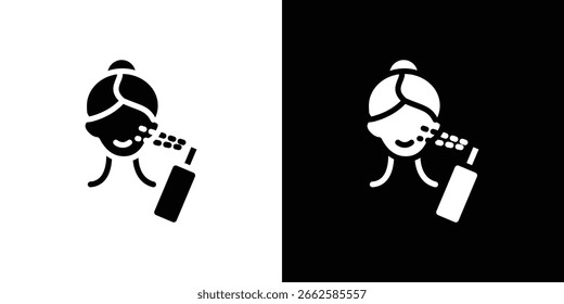 Spray auf Gesicht Symbol in schwarzer Glyphe Stil gesetzt. Silhouette Sammlung Vektorgrafik.