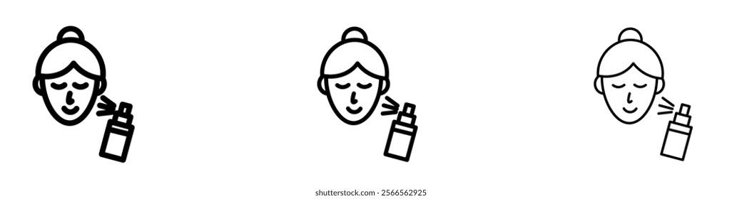 Spray on face icon in tree different line stroke sizes.