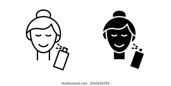 Spray on face icons in black and white colors