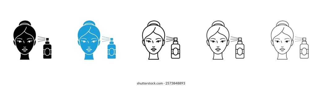 Spray on face icons in filled and 3 stroke weights